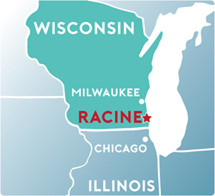 Racine, Wisconsin Location Map