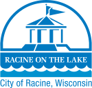 City of Racine, Wisconsin logo featuring a gazebo on the lake with the text "Racine on the Lake".