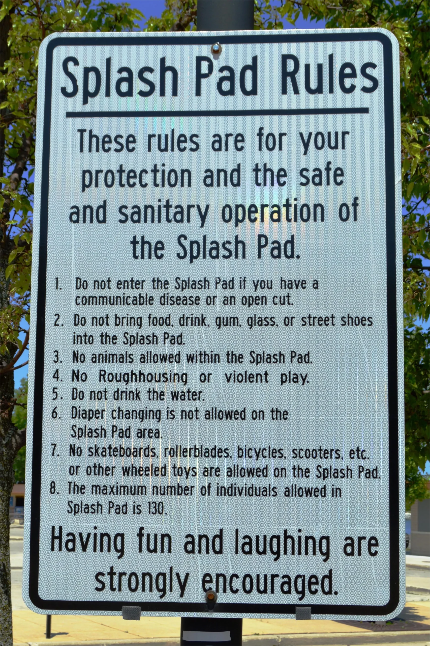 Laurel Clark Fountain Rules Sign