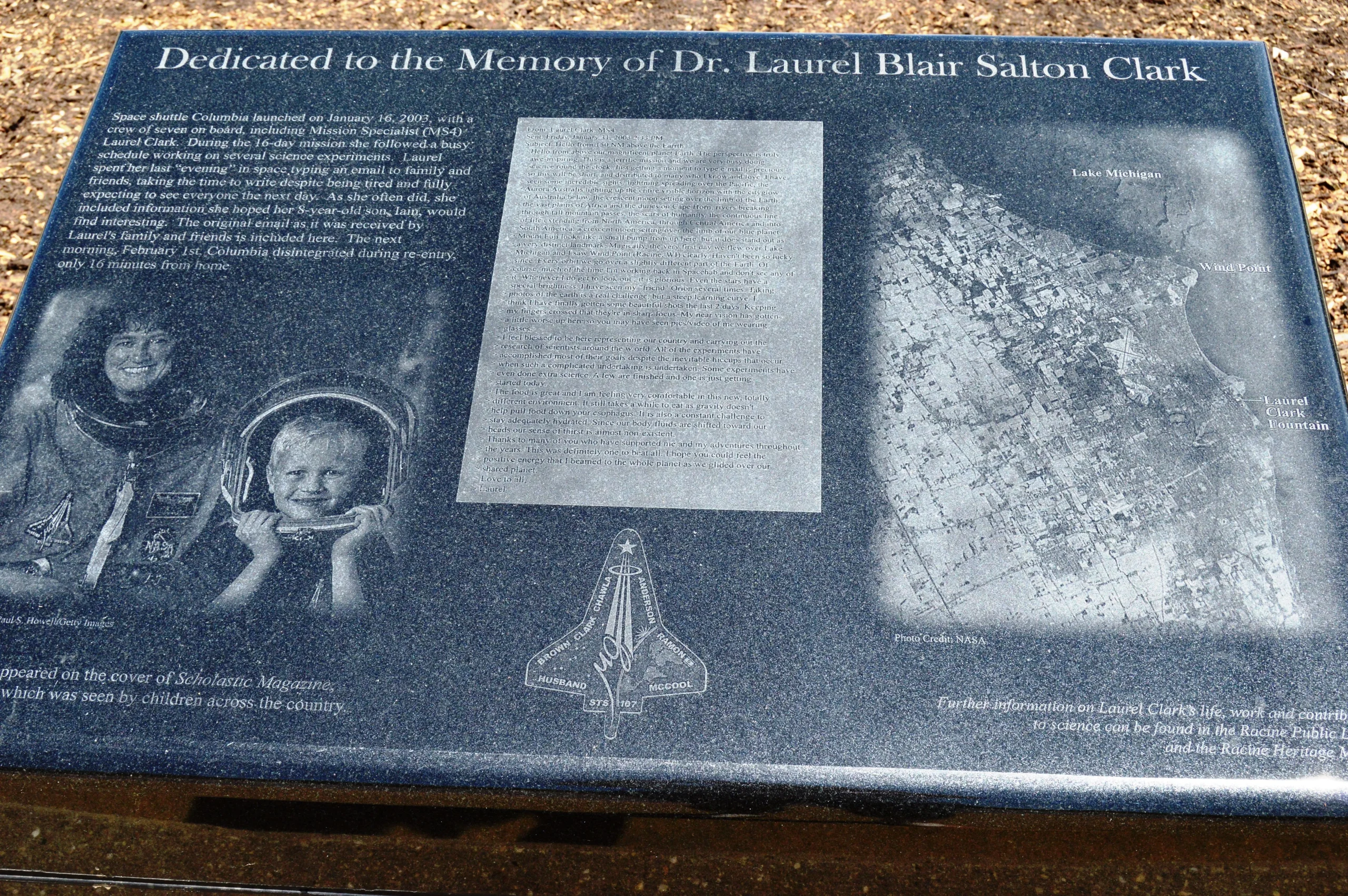 Laurel Clark Fountain Memorial Plaque
