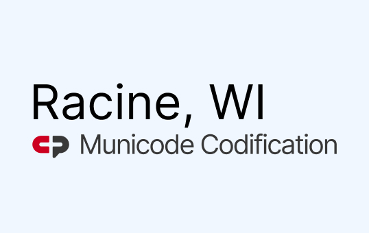 Racine, WI, with Municode Codification logo. Municode provides codification services for local governments.